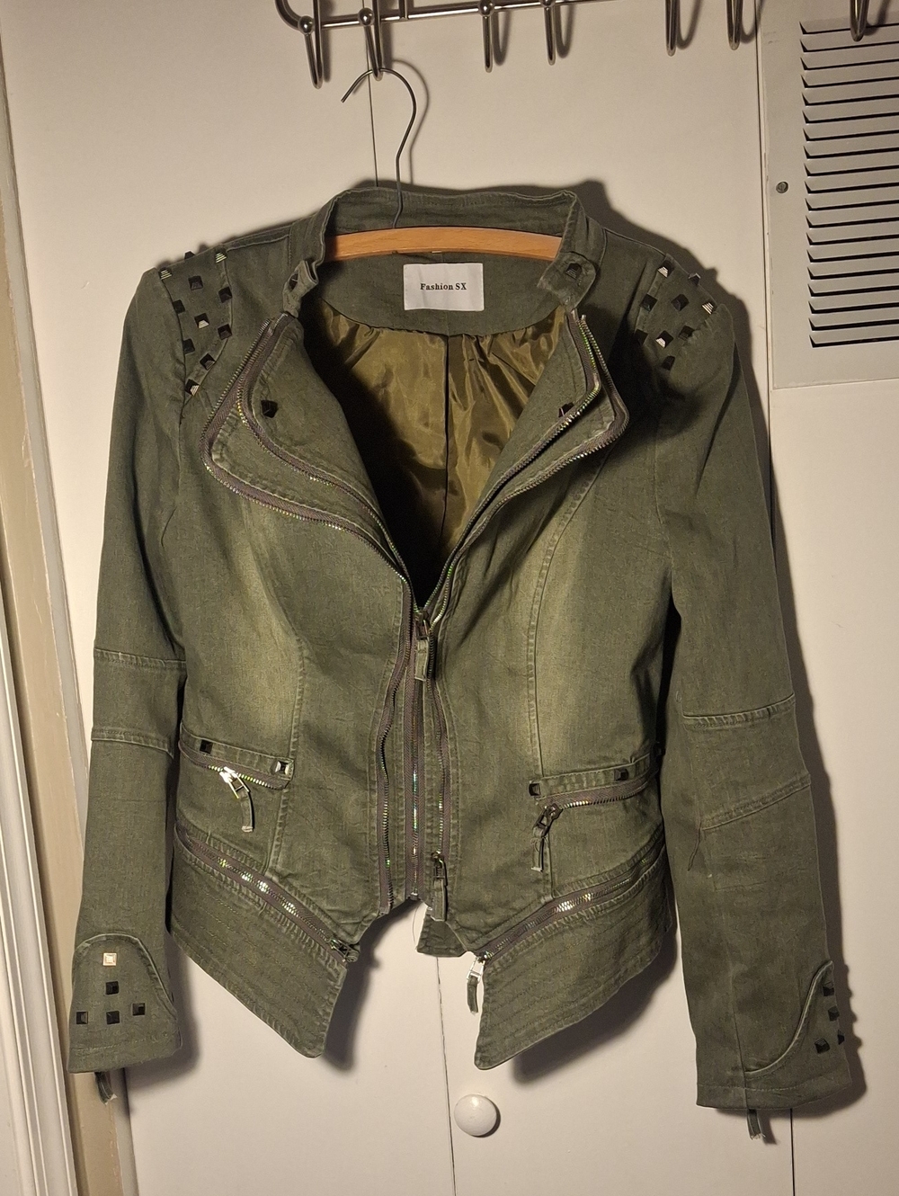 Fashion sx Olive Green Women's Moto Jacket